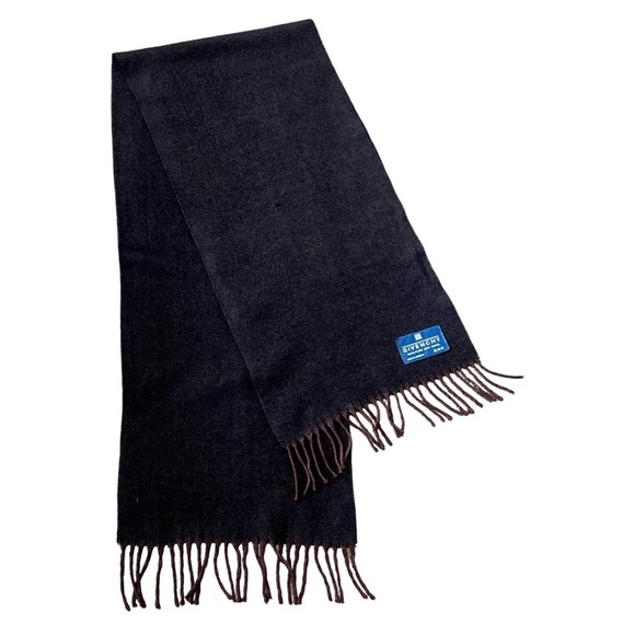 Givenchy brown wool fringe vintage unisex scarf - Picture 1 of 9